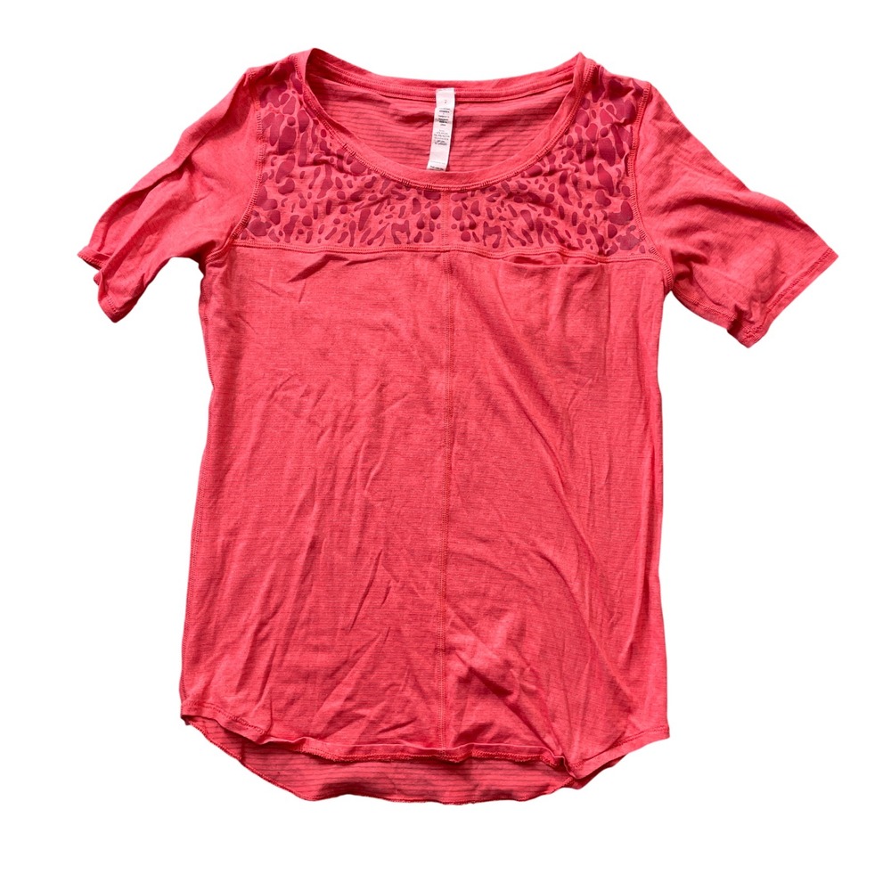 Lululemon 2 Run Away Tee‎ Heathered Atomic Red Cap Sleeve Women's Shirt